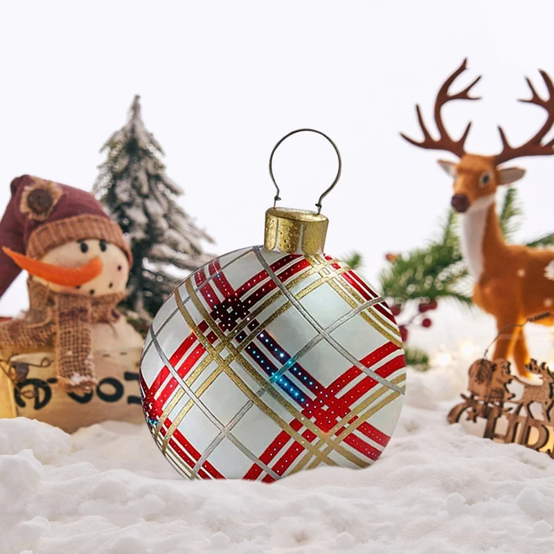 60cm Christmas Tree Ball Decorations Outdoor Home Yard Atmosphere PVC Inflatable Ball Giant Xmas New Year Gift Decor