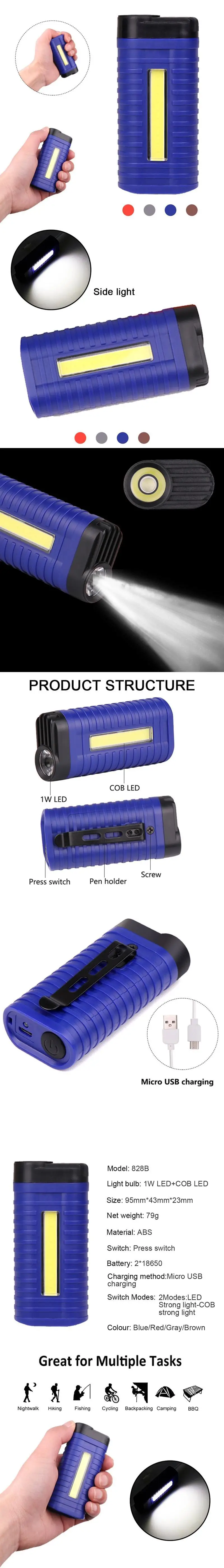 Handheld Flashlight High Lumen Mini Tactical For Outdoor Mini Flashlight Tail Push Switch Torch Mini Torch USB Torch