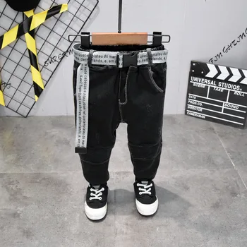 

WLG boys winter jeans kids denim black cartoon printed velvet thick jean baby boy warm fashion all match trousers 2-7 years