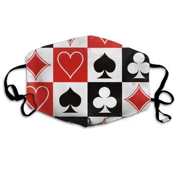 

Grid Poker Playing Cards Washable Reusable Mask, Cotton Anti Dust Half Face Mouth Mask For Kids Teens Men Women With