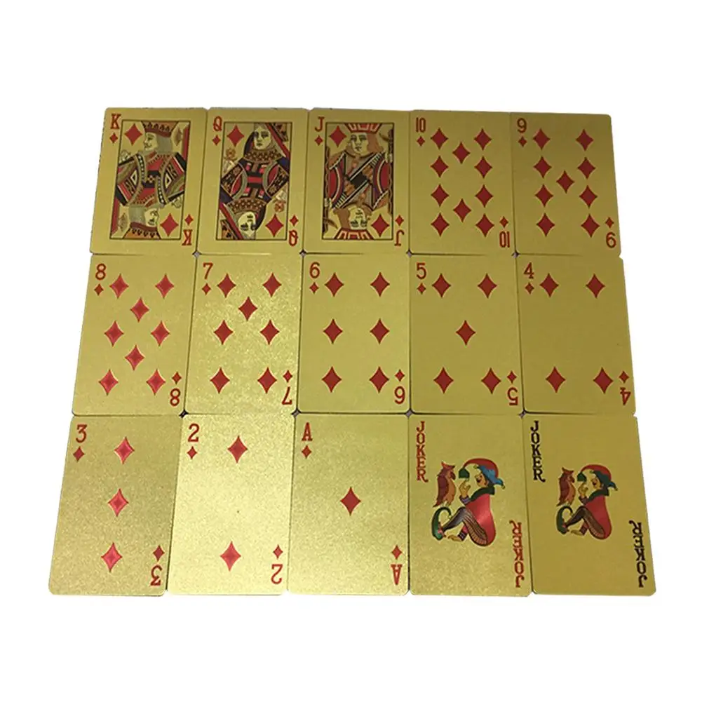 Новые развлекательные золотые игральные карты колода Золотая фольга Pokers карты 24K золото пластиковая фольга Pokers прочные водостойкие карты