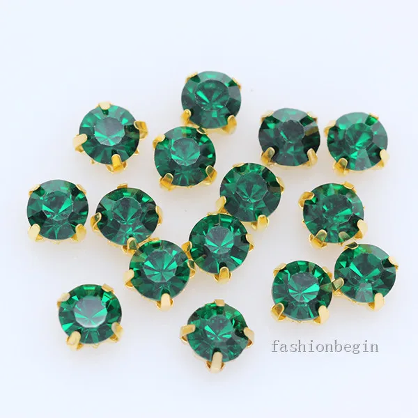 dark green 100p 4 мм Цвет пришить Кристалл Стекло Стразы ювелирные изделия золотые чашки коготь Montees 4 отверстия камень для пришивания бисера DIY Обувь Одежда - Цвет: dark green