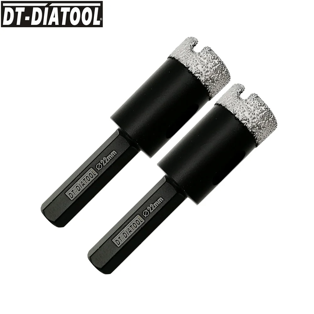 DT-DIATOOL 2pcs Dia22mm Dry Vacuum Brazed Hexagon Shank Diamond Drill Core Bit Granite Marble Hole Saw Ceramic Tile Drilling Bit