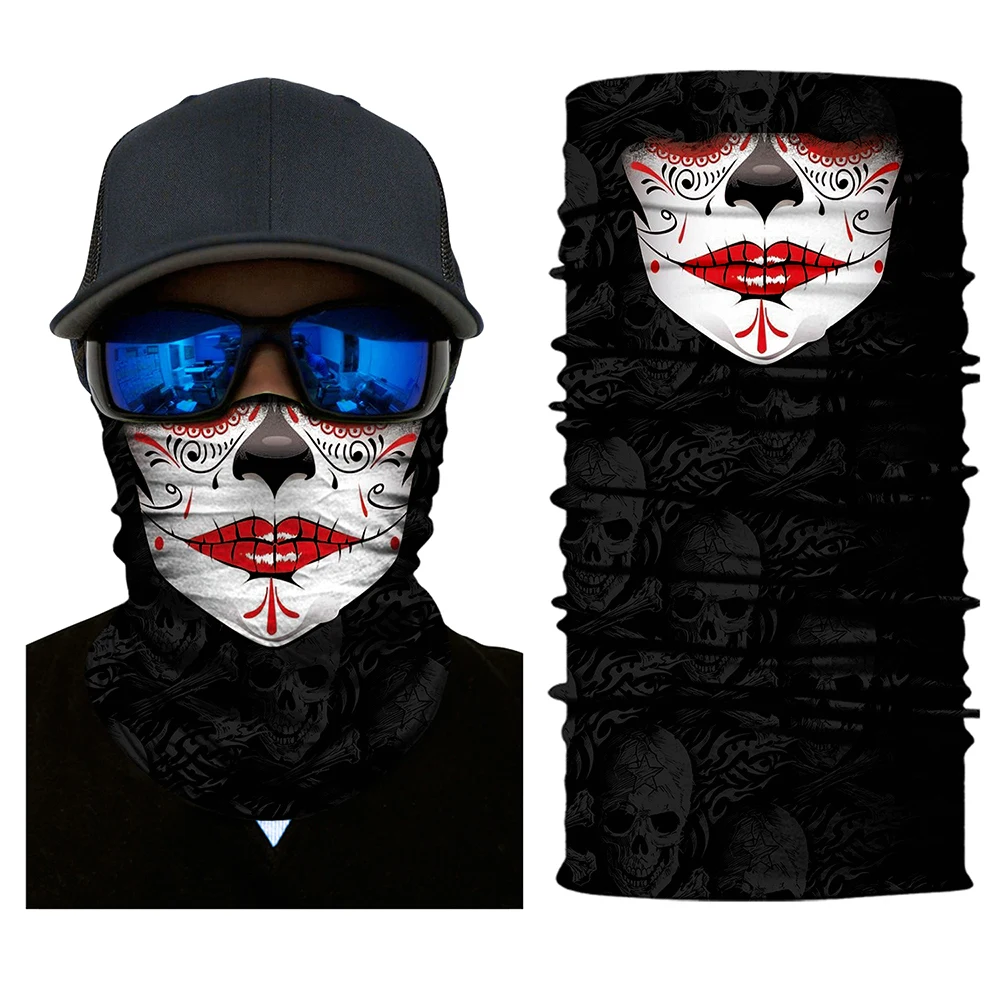 Biker Skull Ghost Full Face Mask Balaclava Tactical Durag Motor Windproof Masks Face Protective Cover Neck Masque For Unisex - Цвет: PL180165