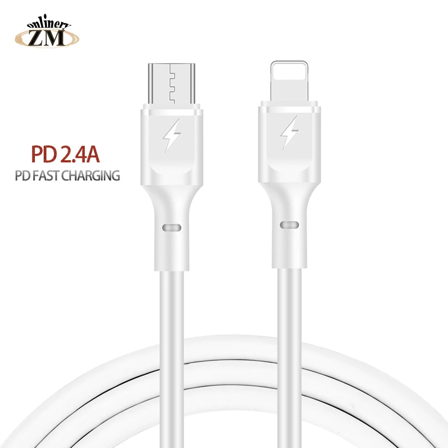 USB PD кабель type C кабель для зарядки для iPhone X XS XR 8 12 Вт PD 2.4A Быстрая зарядка 8 pin Синхронизация данных для Macbook iPad iPod