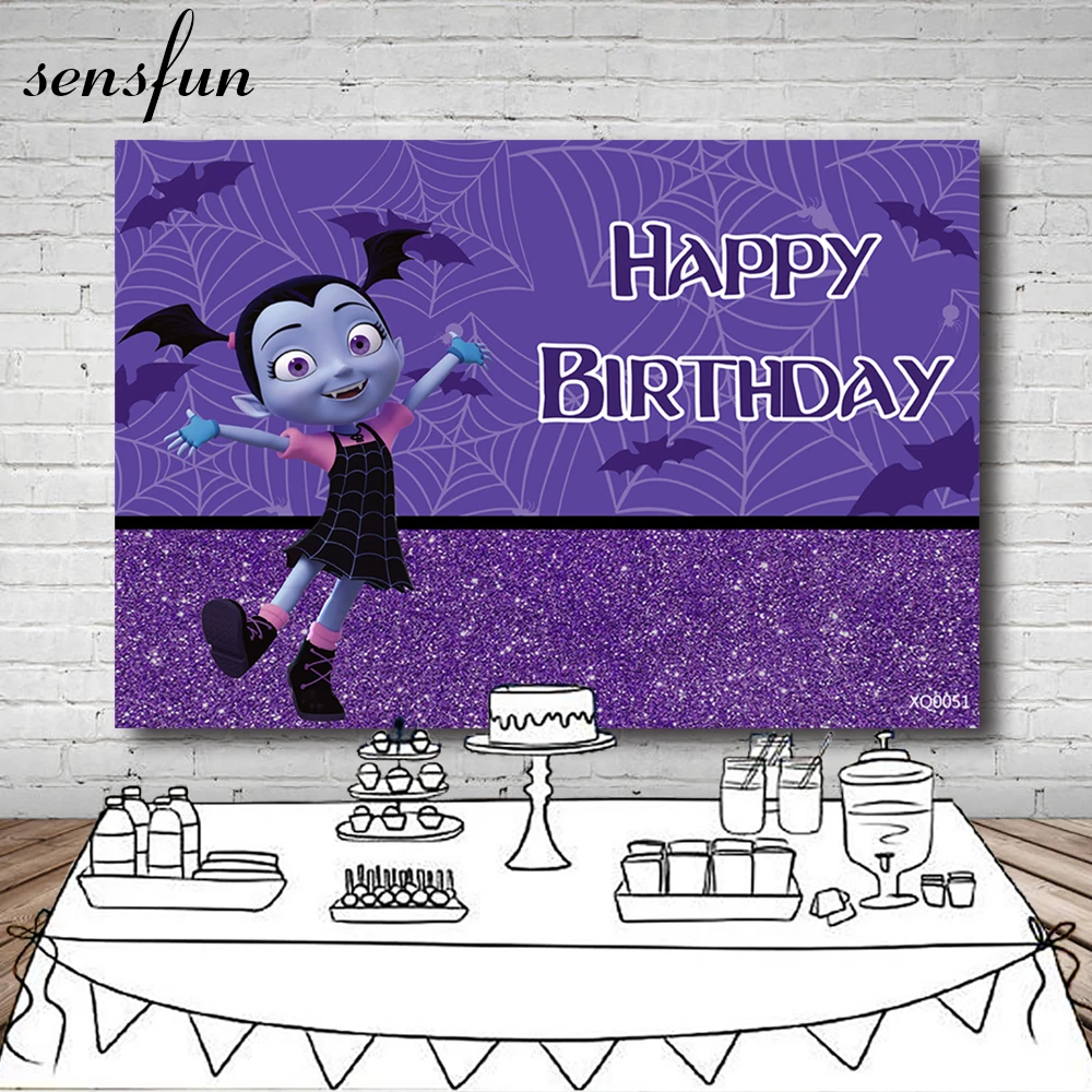 Sensfun фиолетовый фон Vampirina Cobweb Блестящие Детские вечерние фоны на день рождения