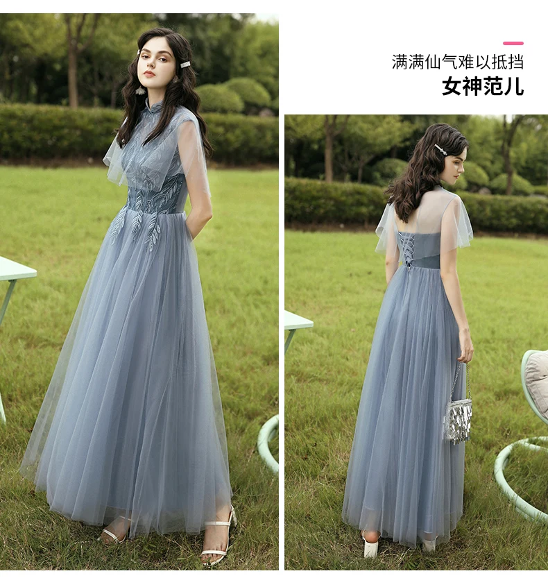 JYX-88108# платье подружки невесты длинное серое, синее, красное, винно-коричневое платье для свадебной вечеринки, выпускного вечера рождественское бальное платье дешевая для девочек
