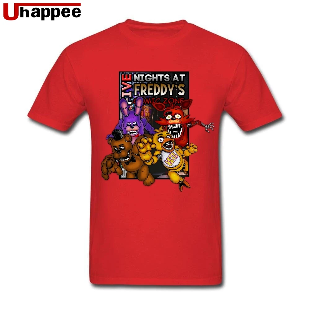 Крутые футболки Freddy Fazbear для мужчин s, обычная посадка, короткий рукав, цветные принтованные рубашки для мужчин, большой и высокий размер, веер, официальная одежда - Цвет: Красный