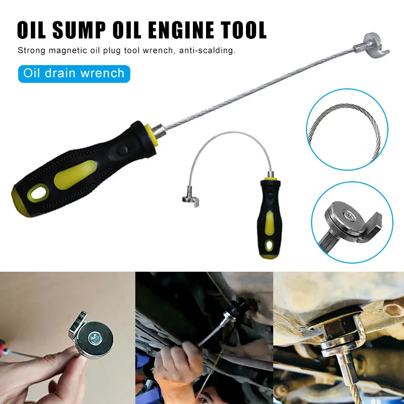 Car Strong Magnetic Tip Oil Drain Plug Remover Tool Anti Scald Suction