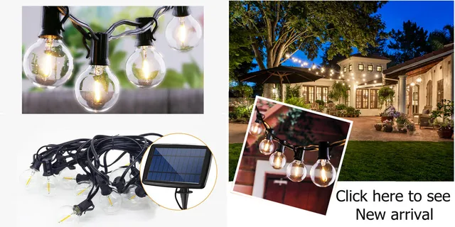 Guirlande solaire extérieur Décoration de jardin, G40 Éclairage fantaisie,  Rechargeable par USB,noel decoration 2021 exterieur