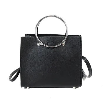 

Fashion Women Message Bags With Small Purse Metal Ring Handle Leather Handbag Ladies Girls Trendy Casual Shoulder Bag -B5