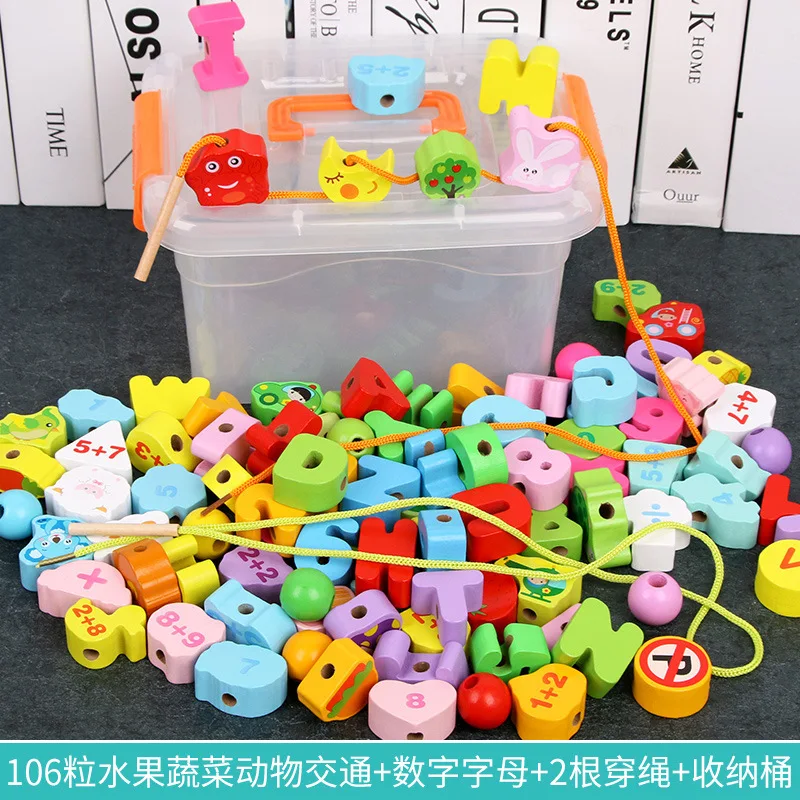 

Baby Nursery with Numbers Lettered Beaded Bracelet Bead-stringing Toy Threading Building Blocks Early Childhood Educational Forc