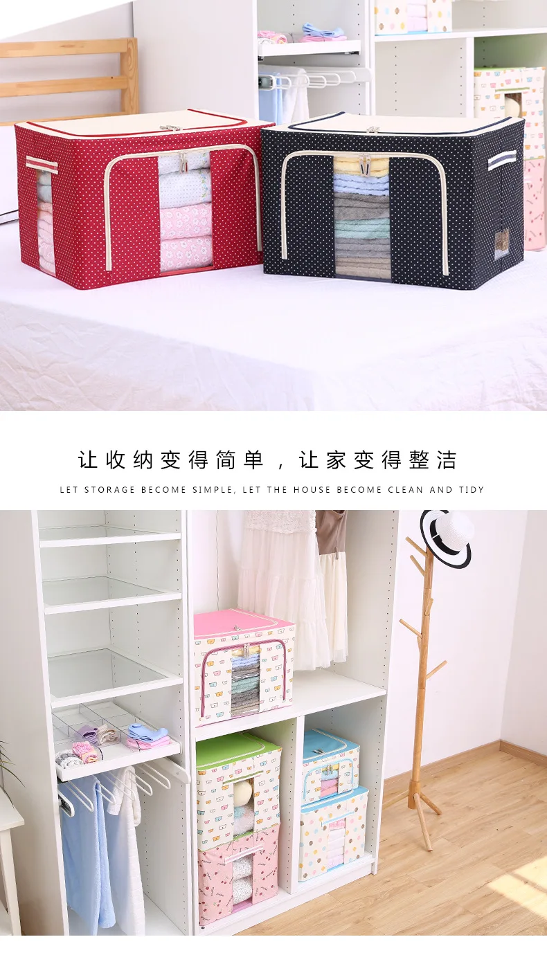 Manufacturers Direct Selling Steel Frame Box Oversized with Cap Finishing Box Oxford Cloth Storage Bag Clothes Storage Box