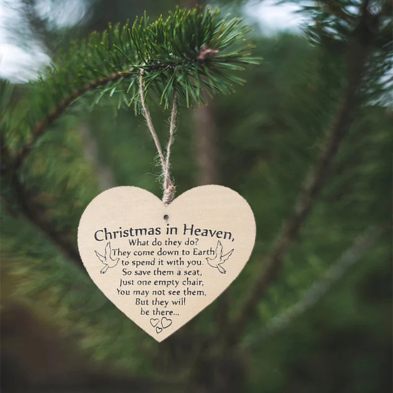 Christmas In Heaven Xmas Tree Decoration Memorial Plaque-Quote Heart-Love Poem 