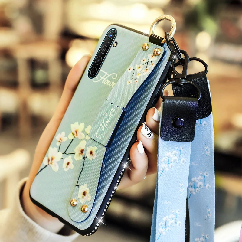 For OPPO Realme X2 Case Bling Diamond Phone Cover Wrist Strap for With Lanyard 6.4 inch |