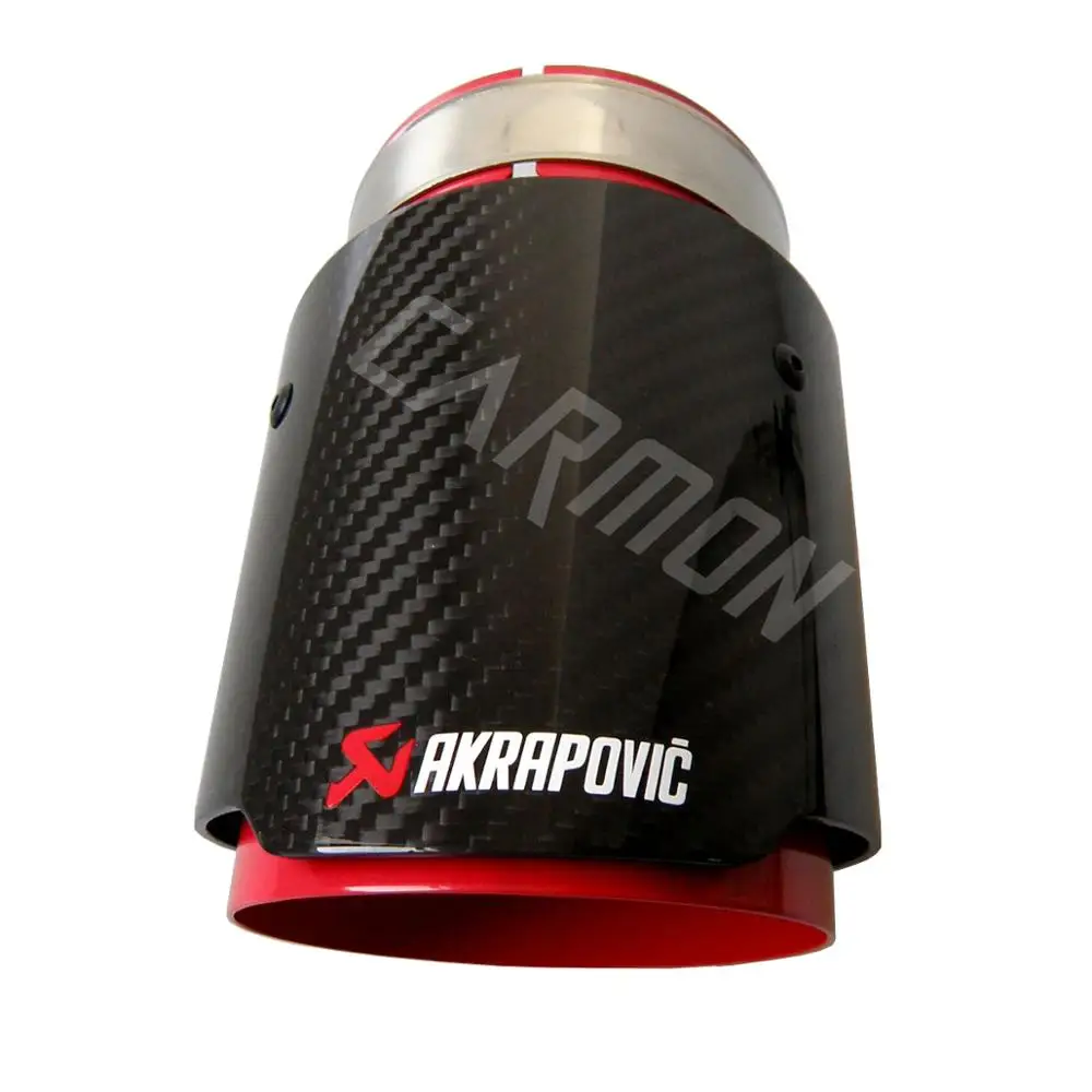 1 шт. Универсальный Akrapovic углеродное волокно с красным покрытием для автомобиля выхлопная труба наконечник выхлопной трубы углеродное волокно глушитель наконечник