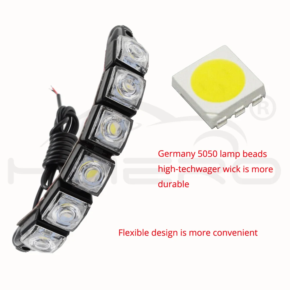 Hviero Car Styling COB DRL Fog Light Flexible Silicone white Daytime Running Lights Auto Led HeadLamp IP67 Waterproof 10w Bright Led car styling