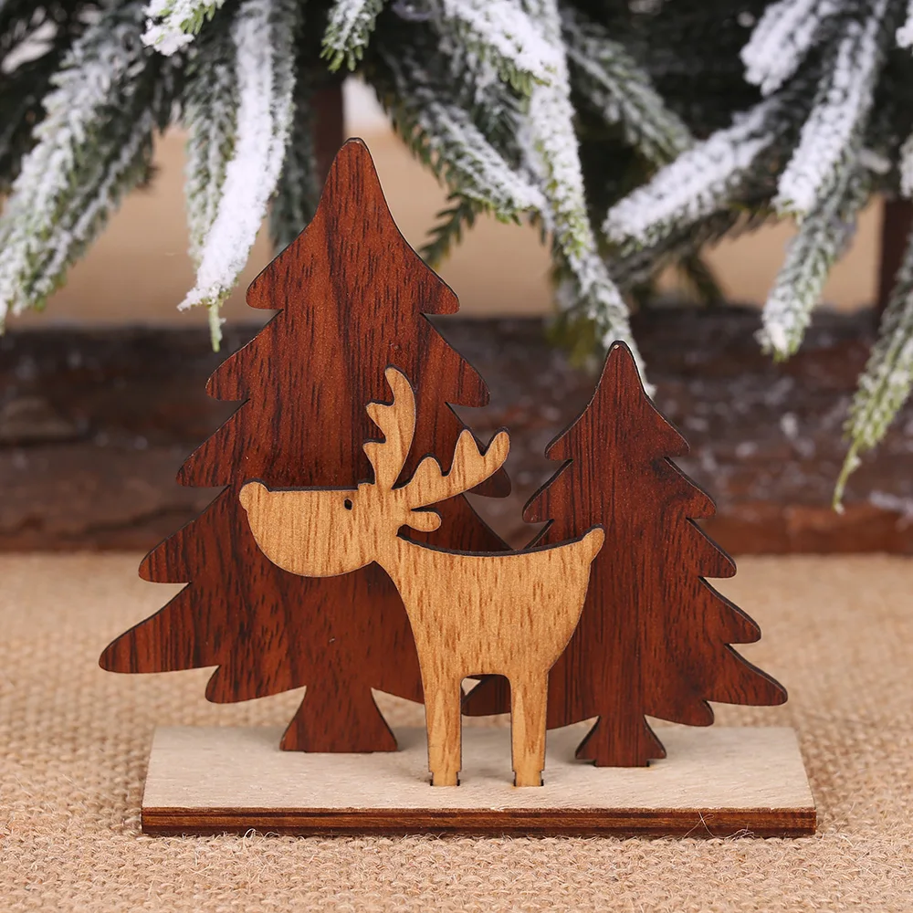 Рождественские украшения для дома, деревянные подарки на год, стол, Рождественское украшение, 3D лось, Рождественская елка Noel Wood SA278 - Цвет: 10cm