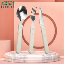 

Kitchen Cutlery Set Thickened Handle Fork Stainless Steel Western Tableware Sets Household Knife Fork Spoon Dinnerware Utensils