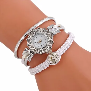 

Korean leather circle bracelet watch Europe and the United States sell hot fashion dial quartz watch woven women's watch