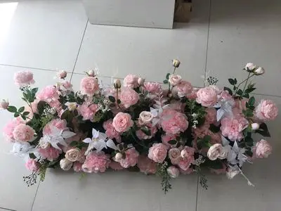 Свадебный дорожный свинцовый розовый ряд цветов, Свадебный знак на сцене, искусственный цветок, украшение для дома, праздника, праздника - Цвет: E2