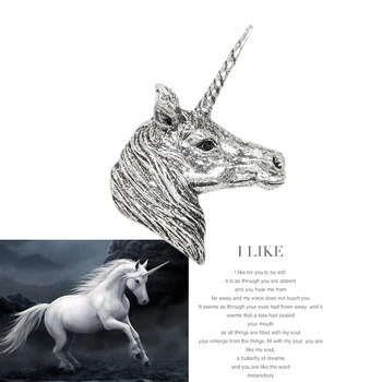 

Free shipping Unicorn brooch retro personality horse brooch tide decoration wild original design creative niche accessories