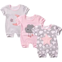 Одежда для малышей; детские комбинезоны; комбинезон с короткими рукавами для маленьких девочек; комбинезон с принтом звезд, облаков, Луны; комбинезон костюмы для малышей