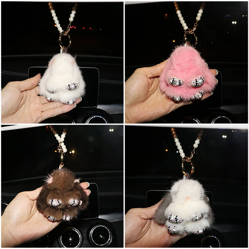 Cute Rabbit Car Hanging Ornament Diamond Car Hanging Ornament Retro Style Car Hanging Ornament