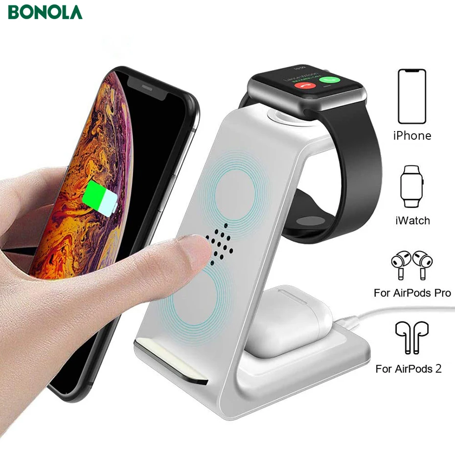 Bonola White 3 in 1 Fast Wireless Charging Stand  (1)