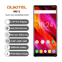 OUKITEL-Batería grande MIX2, Android 7,0/4080Mah, desbloqueo de huella dactilar trasero, banda de frecuencia trimodo europea, cámara dual trasera