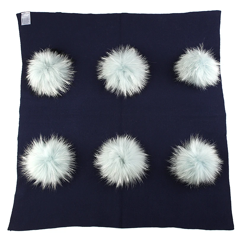 navy light blue Geebro теплое кашемировое Пеленальное Одеяло для новорожденных и детей постарше одеяло для сна для путешествий с помпоном из натурального меха 15 см постельные пеленки - Цвет: navy light blue