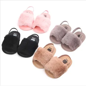 

Fashion Faux Fur Baby Shoes Summer Cute Infant First Walkers Newborn Soft Sole Baby Shoes Kids Boys Girls Crib Shoes