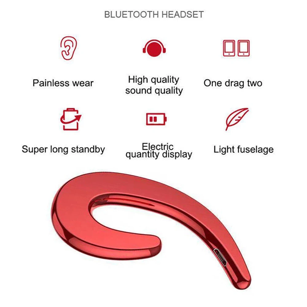 Universal Bone Conduction Earphone Accessories Computer Gear Smartphone color: black|Gold|Red|Silver