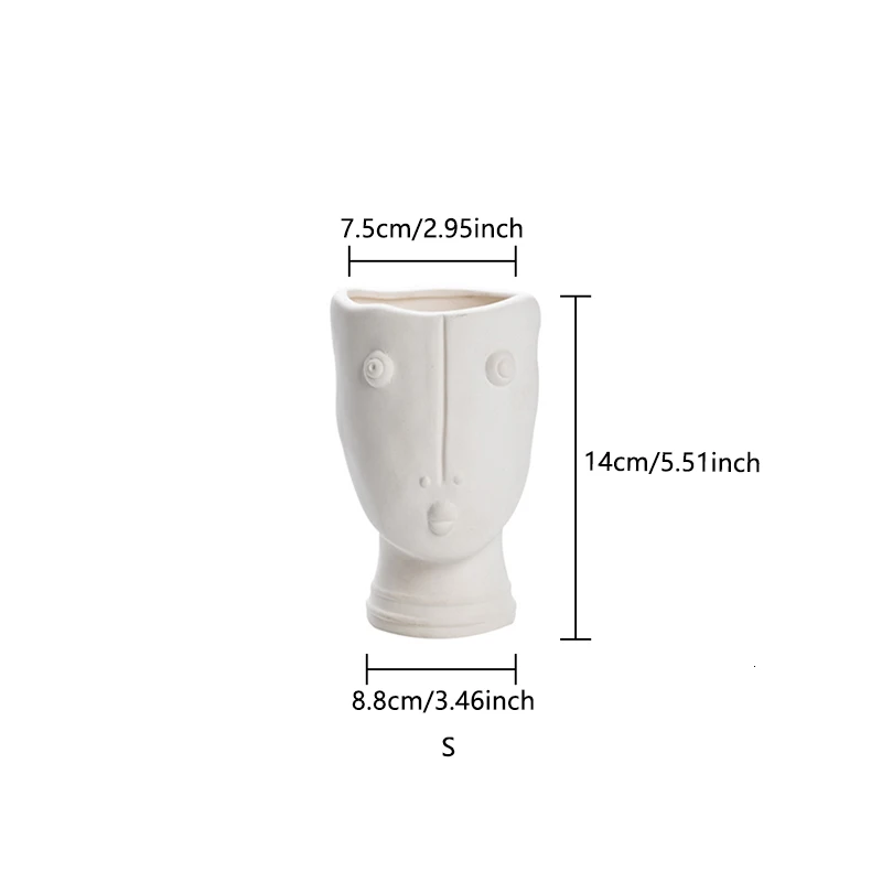 Human Face Vase Abstract Sculpture Portrait Ceramics Vase Flower Pot Flower Arrangement Modern Ornament Decoration Flowers Vases - Цвет: S