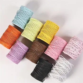 

50m/roll 2mm Raffia Paper Rope with Iron Wire Core DIY Flower Basket Craft Twine Rope for Party Decorations Scrapbooking Supplie