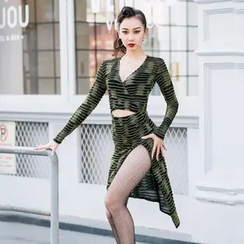 

Women Tango Salsa Cha Cha Sexy Latin Dance Dress Samba Rumba Practice Dancing Wear Ladies Slim Performance Clothing