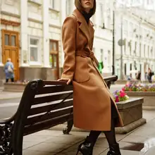 Кашемировое осеннее зимнее шерстяное пальто для женщин средней длины Новое корейское темпераментное женское популярное шерстяное пальто MX17D9636