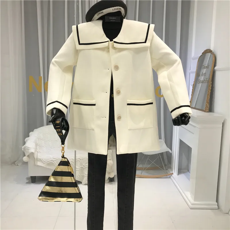 SWEETXUE Новая женская осенняя и зимняя одежда верхняя одежда длинное шерстяное пальто женское платье однобортное свободное цветной куртка