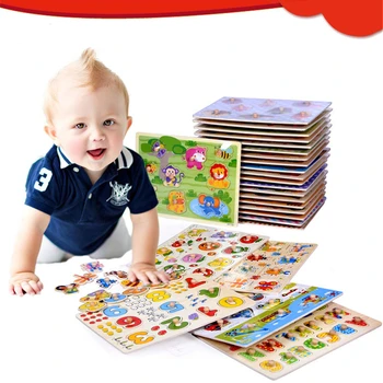 

Kid Early Educational Toys Baby Hand Grasp Wooden Puzzle Toy Alphabet Digit Exercise Children Learning Picture Cognitive Ability