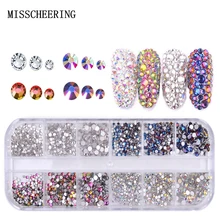 1 упаковка блестящие стразы для дизайна ногтей смешанные размеры и цвета плоские стеклянные камни 3D дизайн аксессуары для маникюра