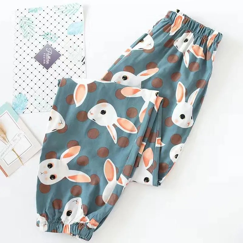 Sleep Bottom Women 100% Cotton Long Pant Home Pajamas Long Pants Big Size Casual Fashion Flower Sleepwear kPaCotAkoWka