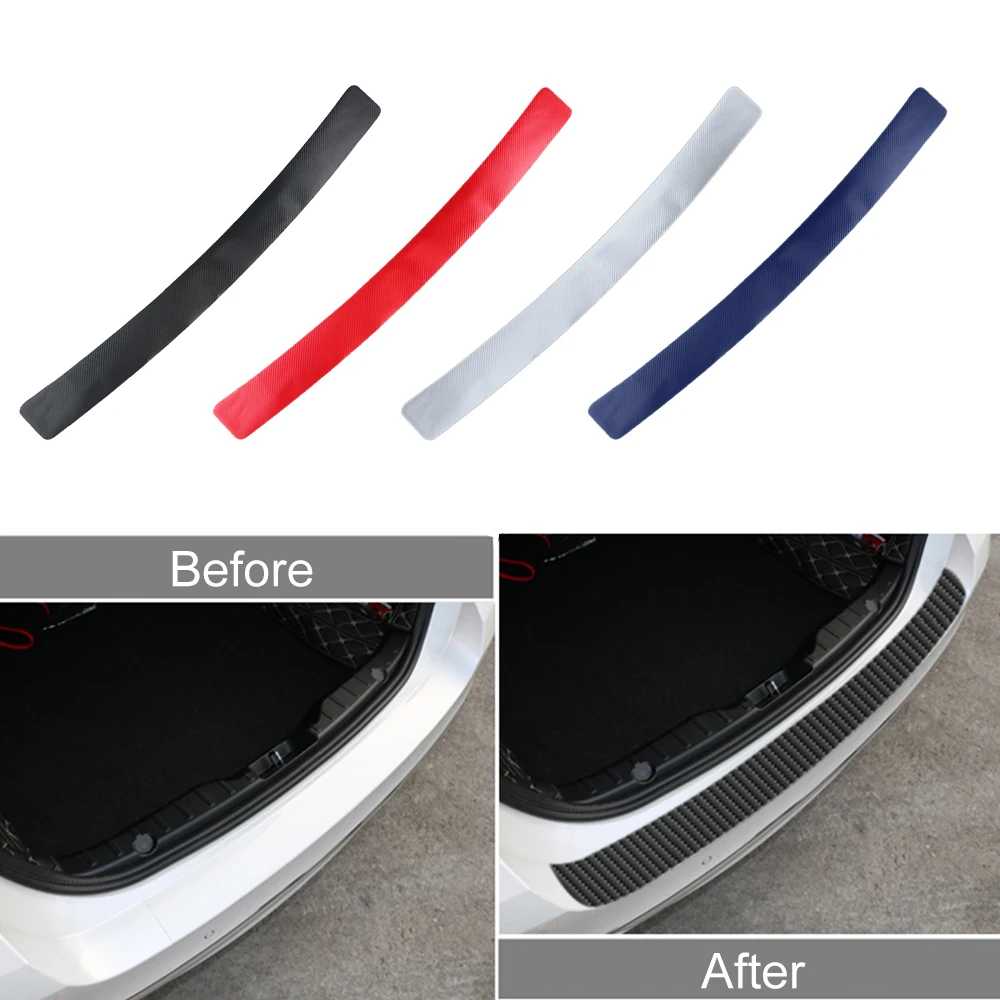 

Universal Trunk Rear Guard Plate Sticker Car Rear Bumper Trim Anti-Kicked Scratch Protection Sticker Strip 3D Carbon Fiber Film