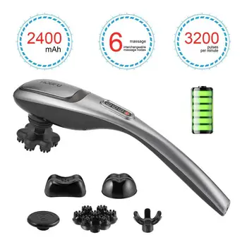 

Handheld Percussion Massager 6 Interchangeable Nodes 6 Speeds & 6 Modes Portable Cordless Electric Deep Tissue Massage
