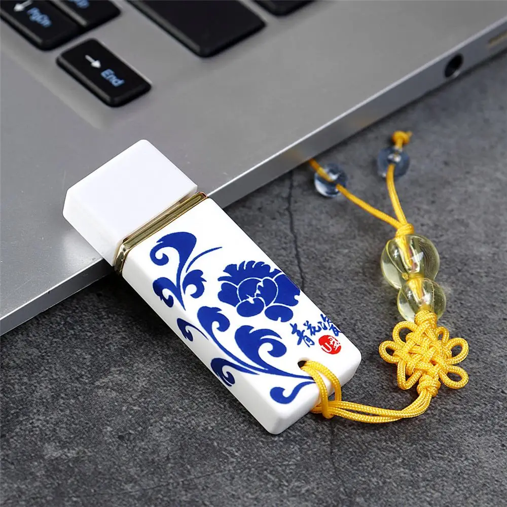USB флэш-накопители оптом синий и белый фарфор китайский стиль 3,0 флэш-накопители 32G флэш-накопитель для ручки смешные подарки