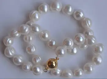 

Natural 9-10mm White Baroque Freshwater Pearl Necklace 18''