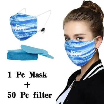 

1PC Anti Pollution PM2.5 Activated Carbon Face Mouth Mask 50PC Filter Gasket Outdoor Dustproof Protection Mascarillas Mascherine