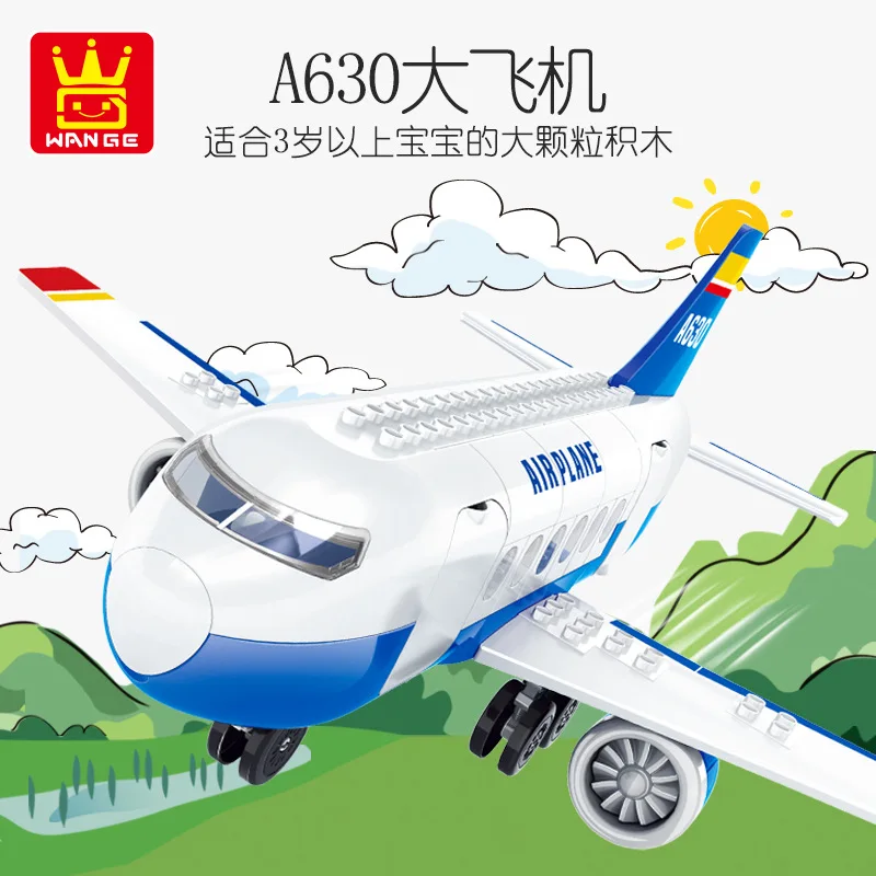 

Wange dubie Large Particles Building Blocks Airplane Modeling Boy Toy Superjumbo to A630