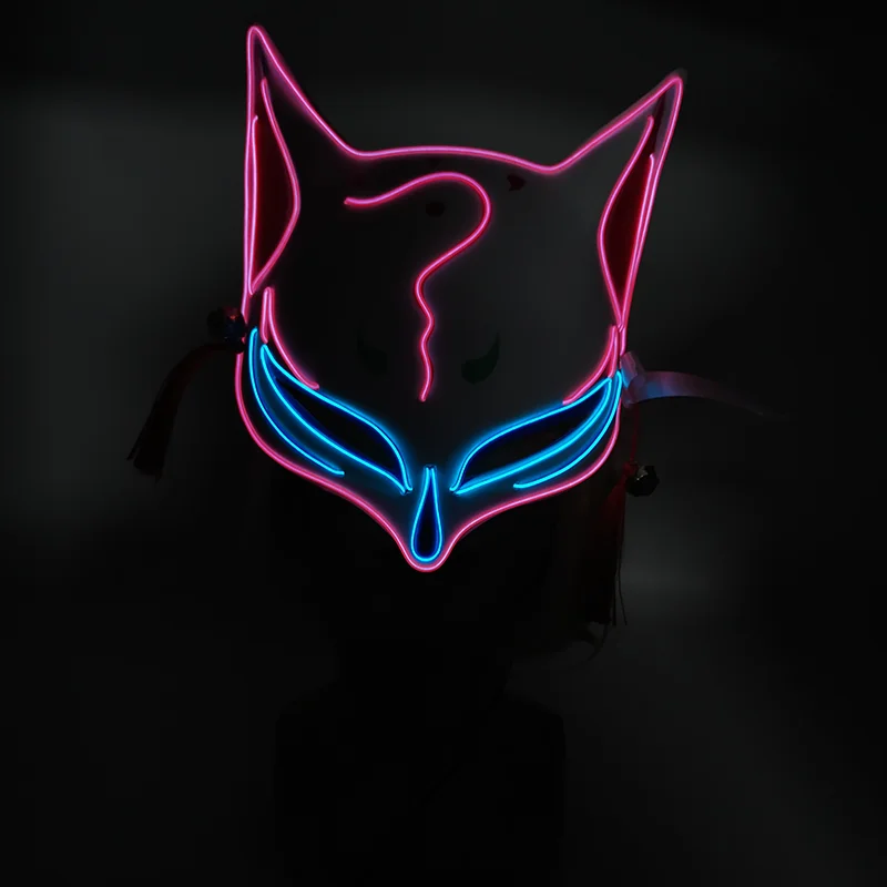 sexy anime cosplay Demon Slayer Glowing EL Wire Mask Kimetsu No Yaiba Characters Cosplay Costume Accessories Japanese Anime Fox Halloween LED Mask funny halloween costumes