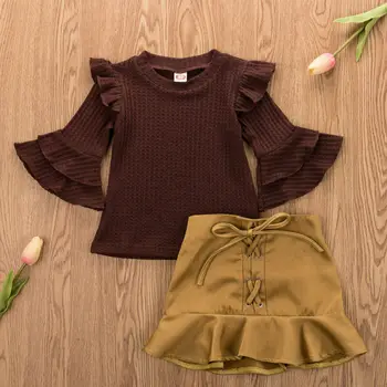 

2Pcs Newborn Kid Baby Girl T-shirt Top Cotton Mini Skirt Dress Clothes Outfit UK