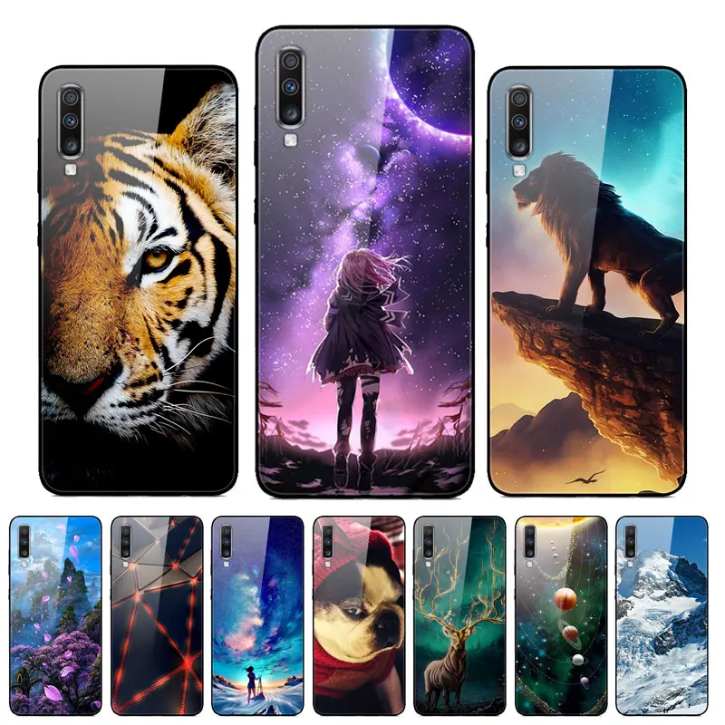 Для samsung A70S чехол с милым рисунком стекло Жесткий задней крышки чехлы для samsung Galaxy A70S чехол A707F мягкий бампер Galaxya70s A 70S